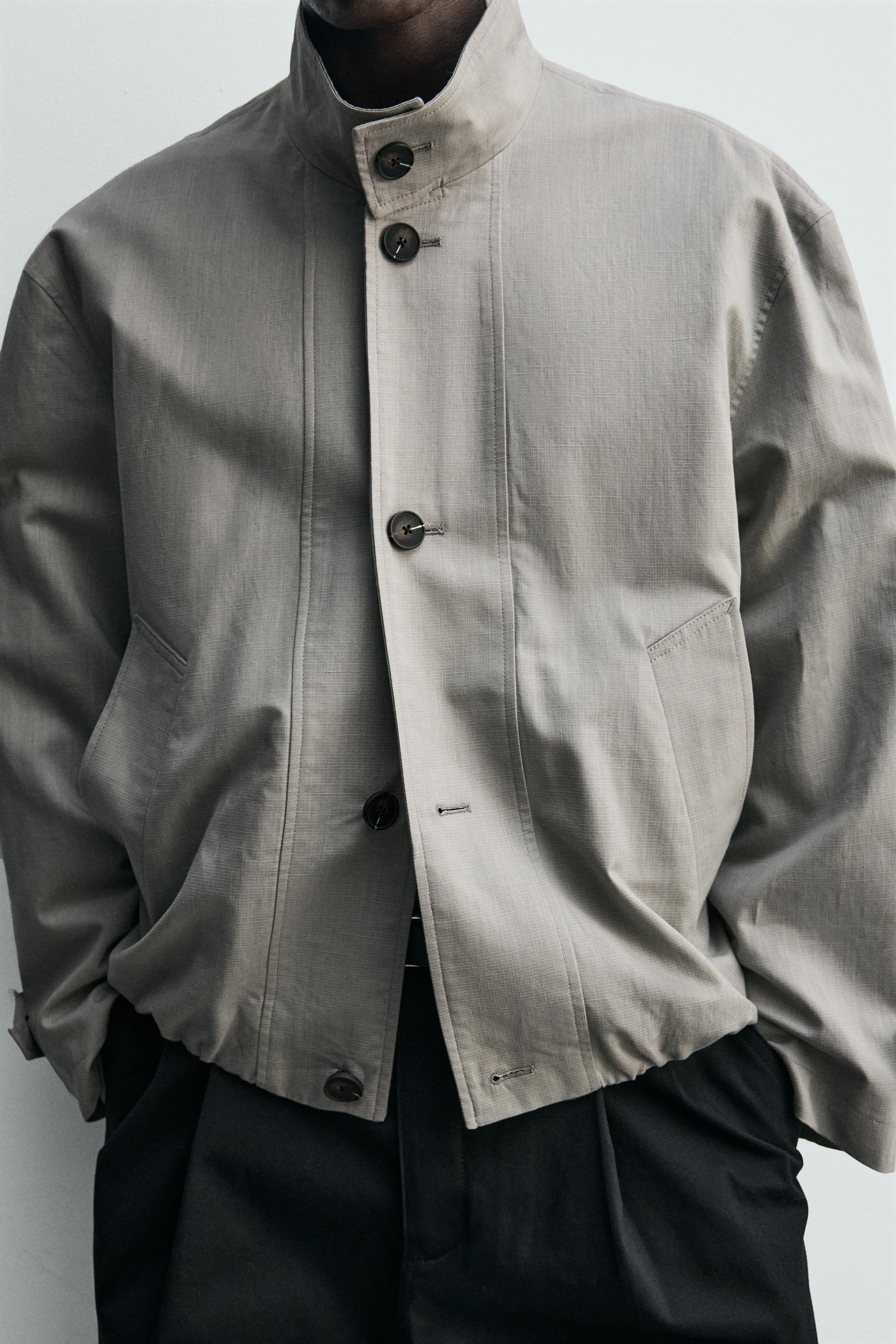 BLOUSON COUPE DÉCONTRACTÉE À CARREAUX TEXTURÉS
